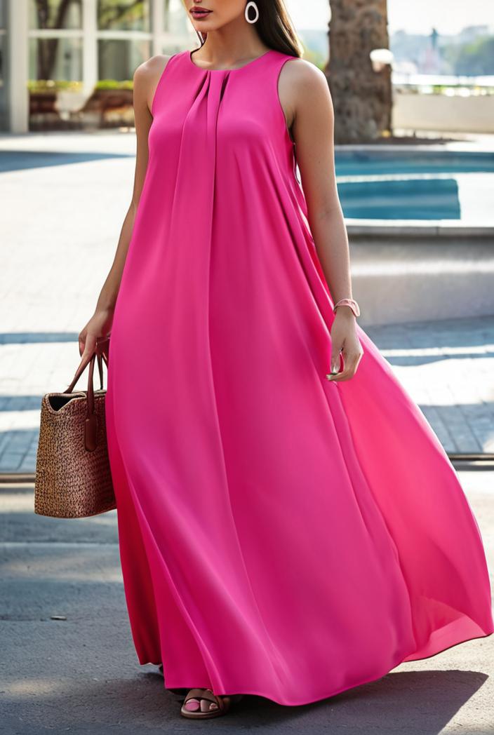 solid halter neck open back sleeveless dress 144208