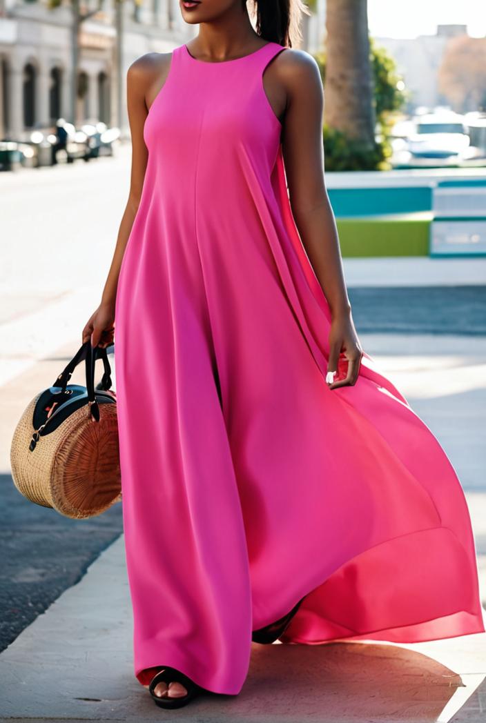 solid halter neck open back sleeveless dress 144210