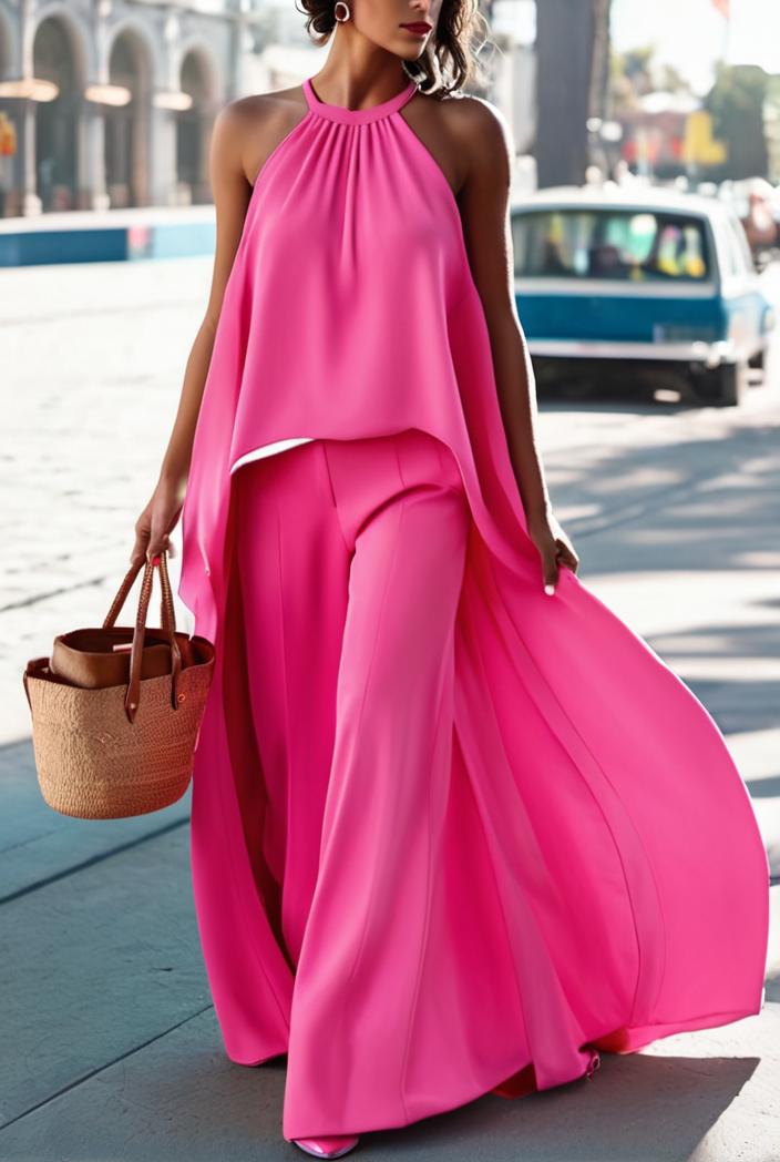 solid halter neck open back sleeveless dress 144211