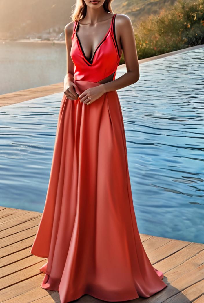 solid halter neck open back sleeveless dress 144227