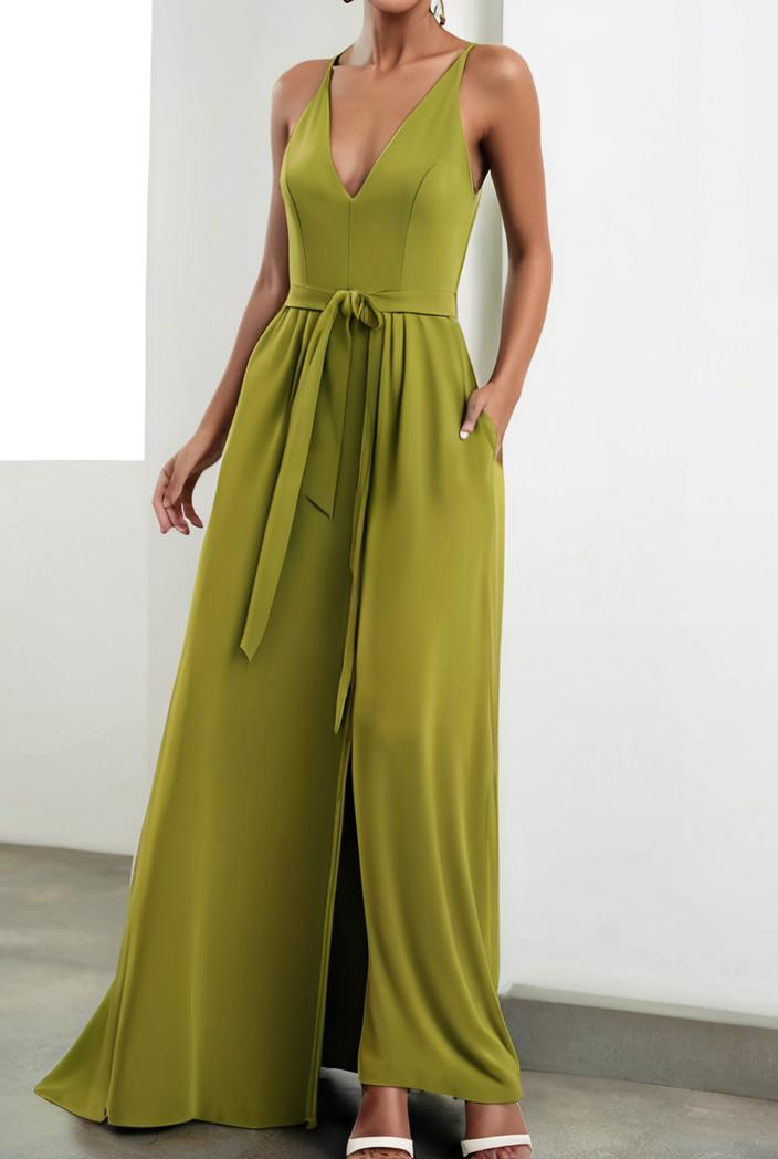 solid halter neck open back sleeveless dress 144269