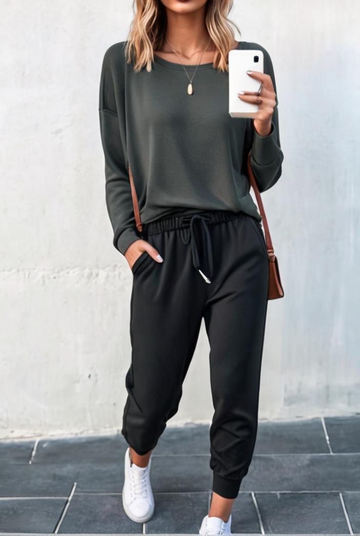 2 piece knitted cotton lounge sweatshirt 116899