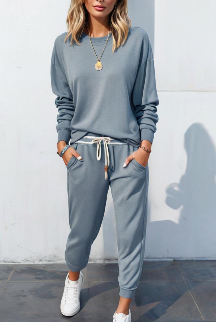 2 piece knitted cotton lounge sweatshirt 116902