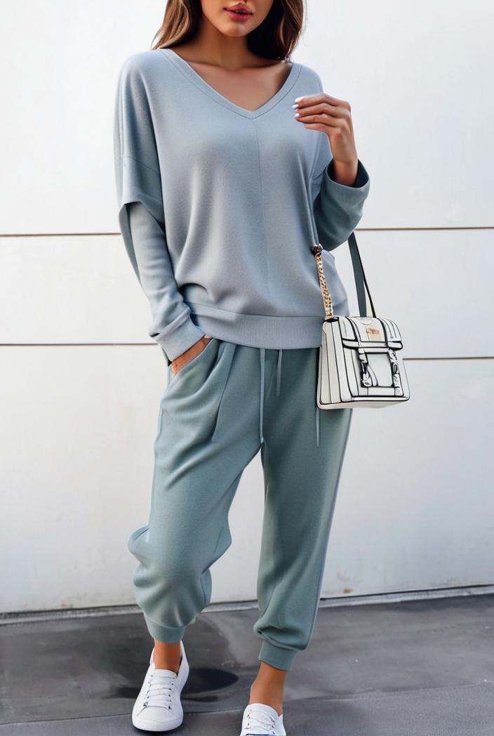 2 piece knitted cotton lounge sweatshirt 116903