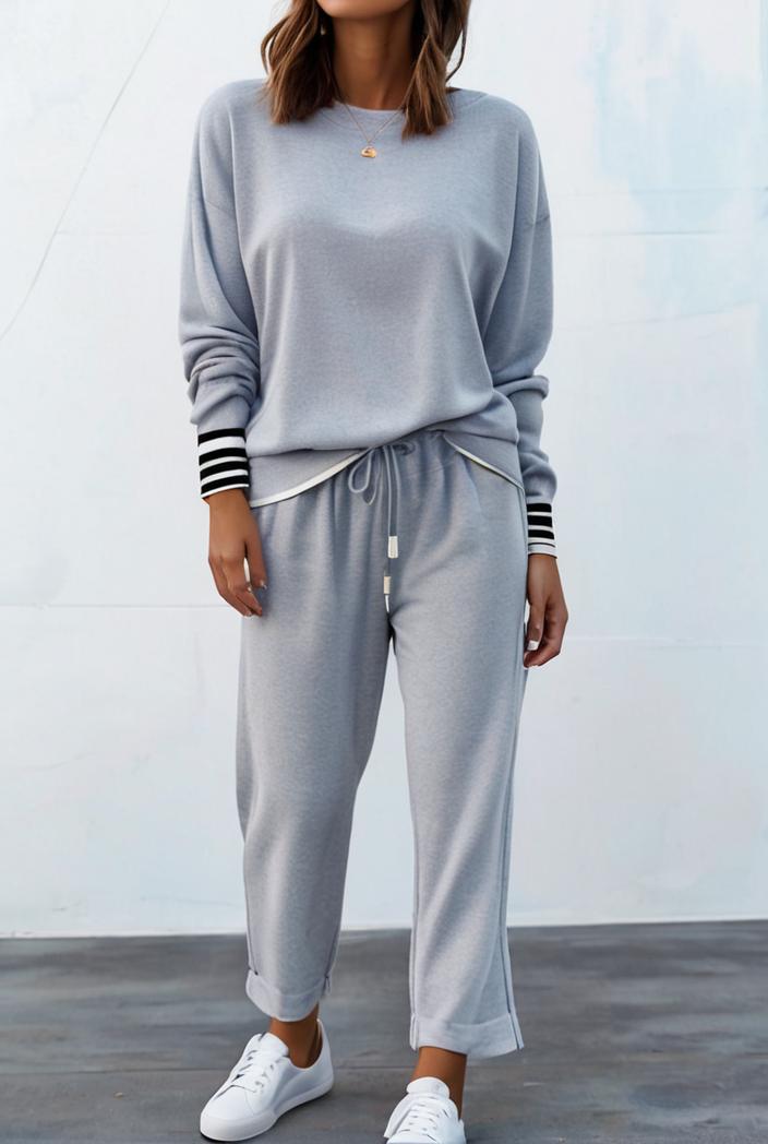 2 piece knitted cotton lounge sweatshirt 116906