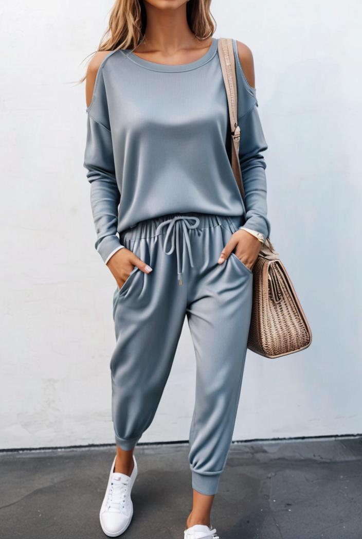 2 piece knitted cotton lounge sweatshirt 116907