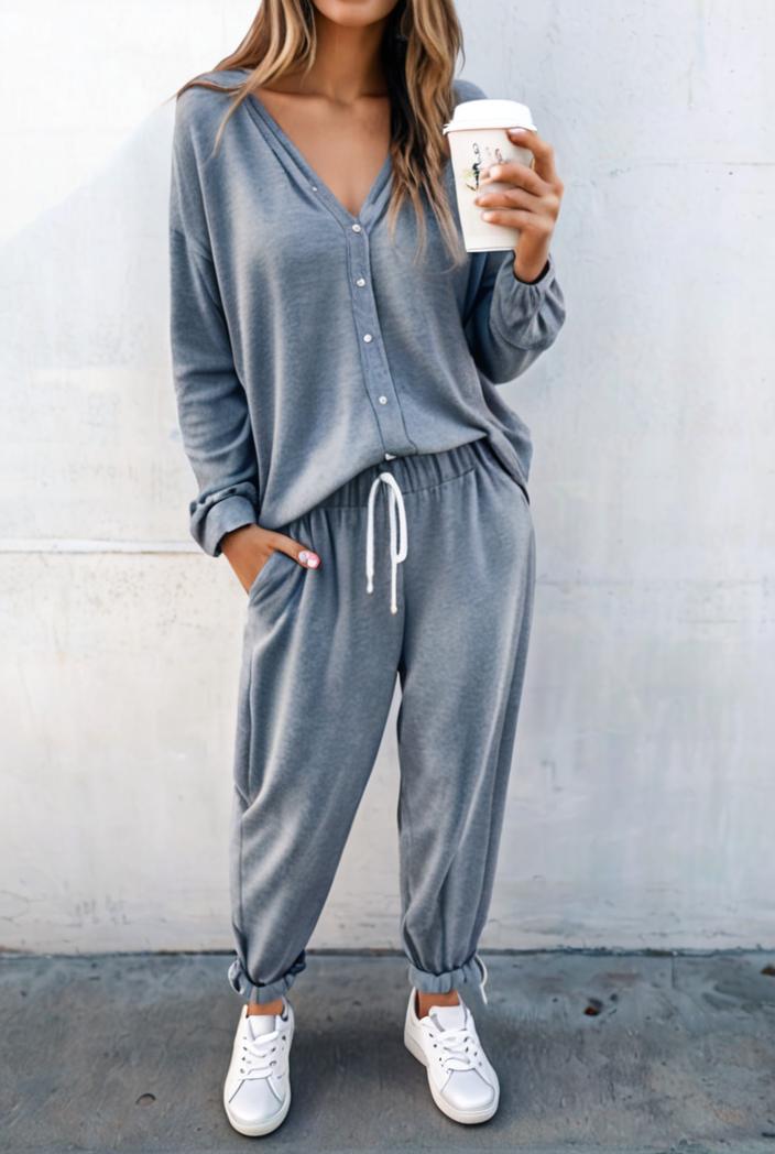 2 piece knitted cotton lounge sweatshirt 116908