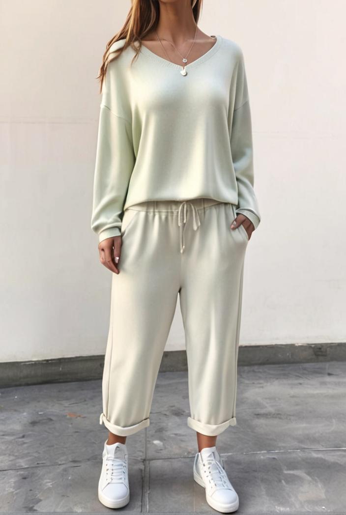 2 piece knitted cotton lounge sweatshirt 116913