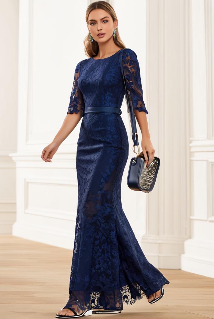 3 4 sleeve bodycon plunging back sequin evening dress 116927