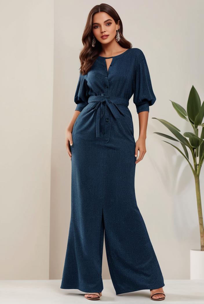 3 4 sleeve bodycon plunging back sequin evening dress 116935