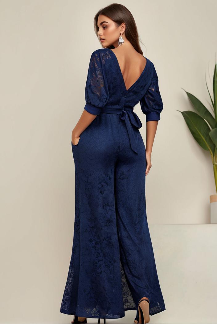 3 4 sleeve bodycon plunging back sequin evening dress 116952
