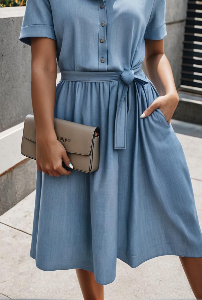 a line flap pockets rolled sleeve v neck casual lapel denim maxi dresses 116996