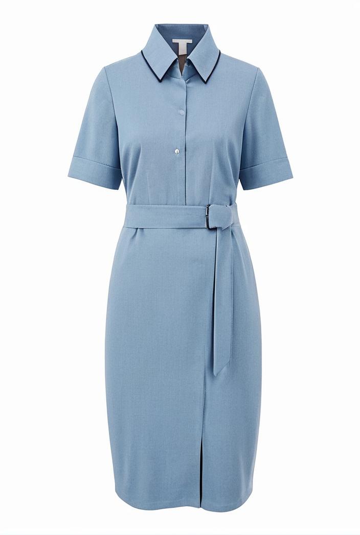 a line flap pockets rolled sleeve v neck casual lapel denim maxi dresses 117007