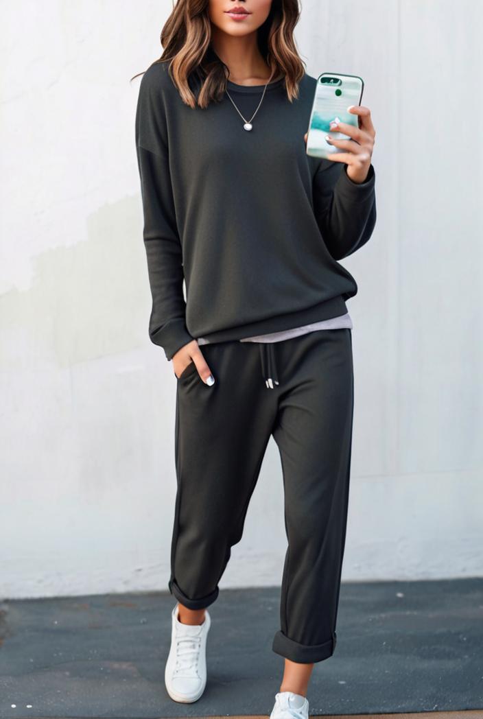 2 piece knitted cotton lounge sweatshirt 139835