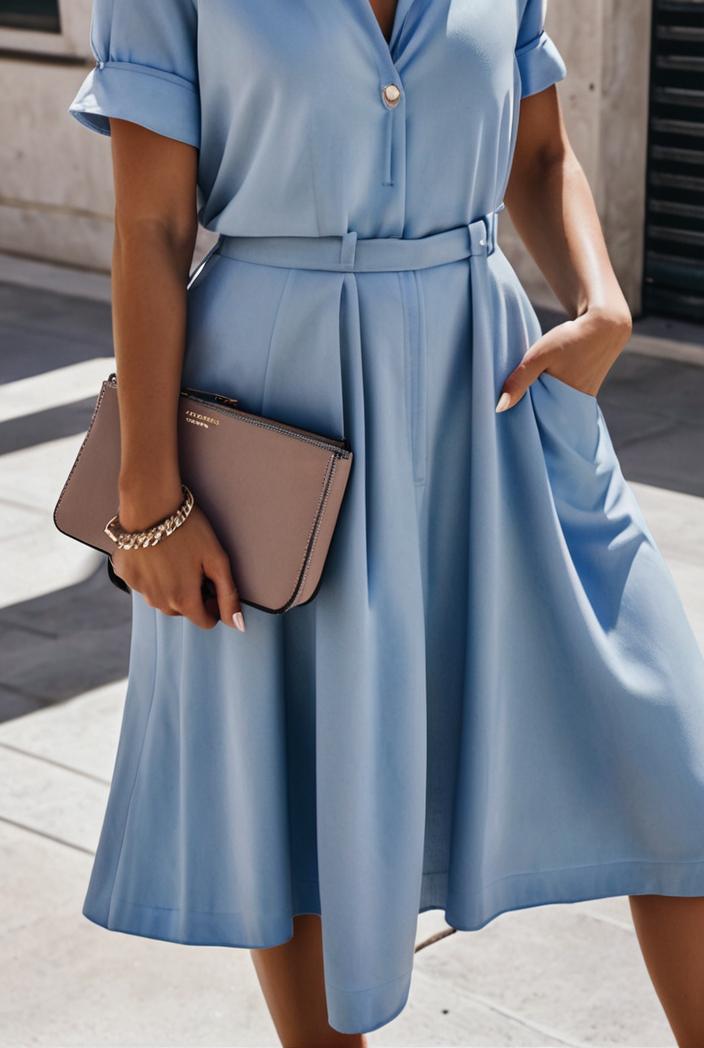 a line flap pockets rolled sleeve v neck casual lapel denim maxi dresses 127238