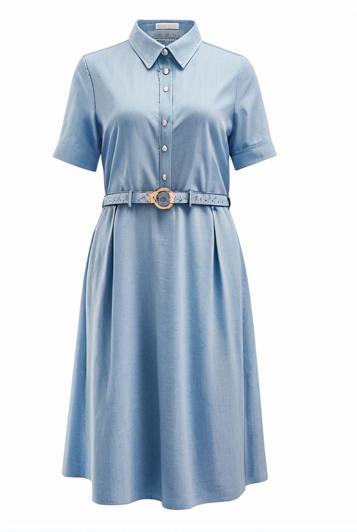 a line flap pockets rolled sleeve v neck casual lapel denim maxi dresses 127246