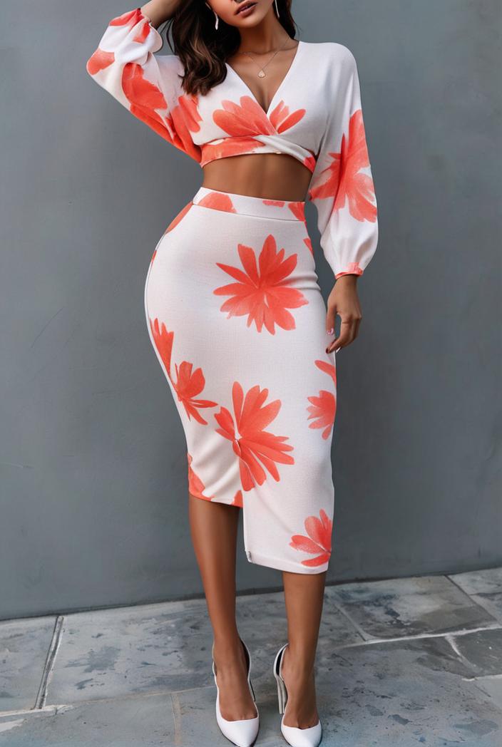 tie dye printed long sleeve ruffle fitted dress 133681