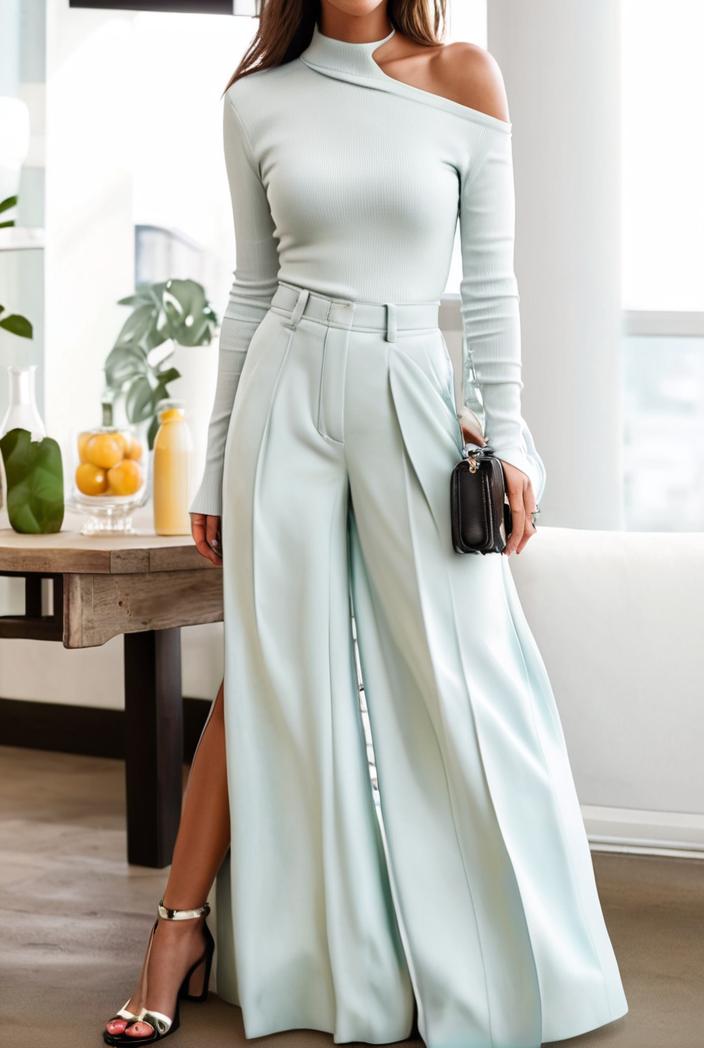 women s jumpsuits long sleeve one shoulder lace up wide leg jumpsuit 146423