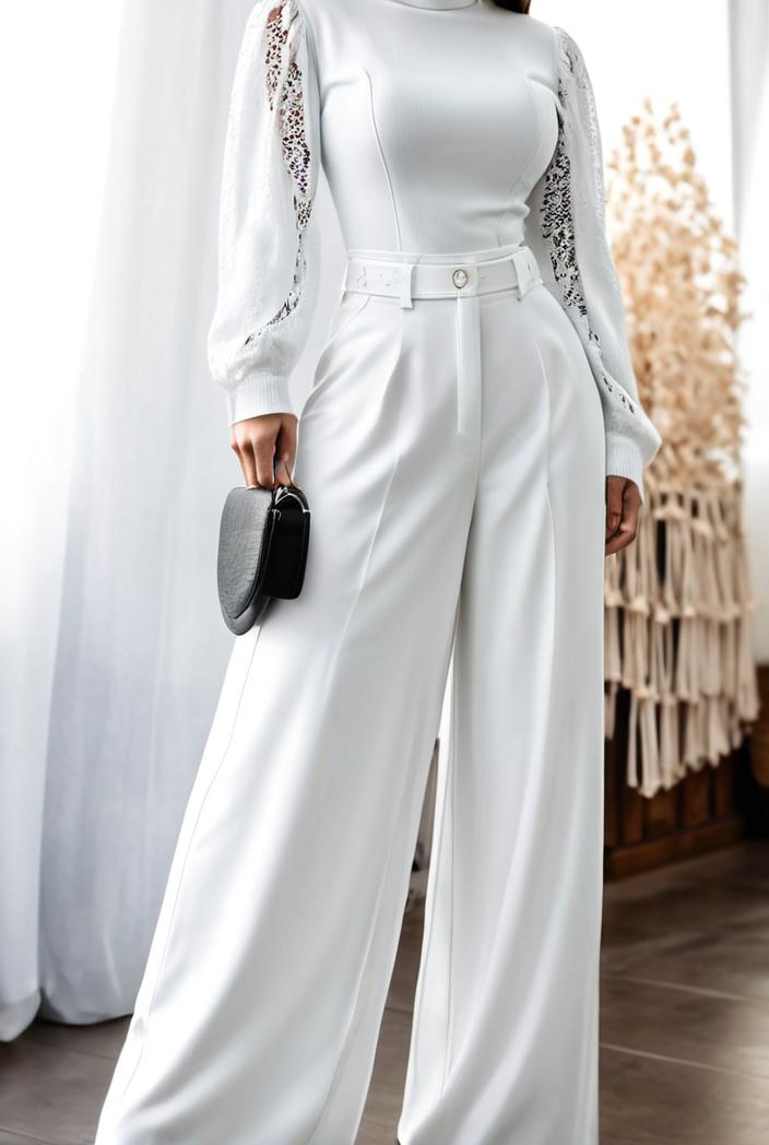 women s jumpsuits long sleeve one shoulder lace up wide leg jumpsuit 146434