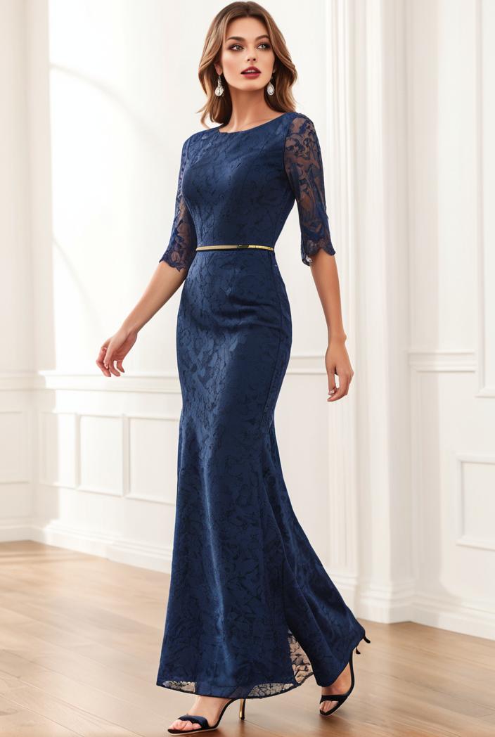 3 4 sleeve bodycon plunging back sequin evening dress 149955