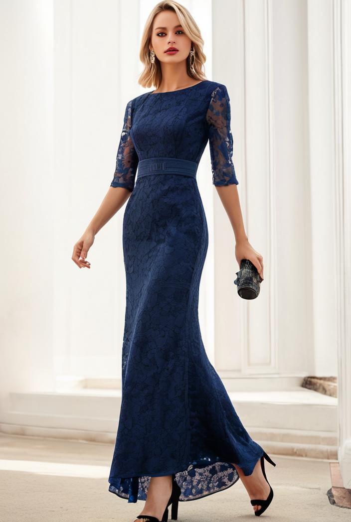 3 4 sleeve bodycon plunging back sequin evening dress 149959