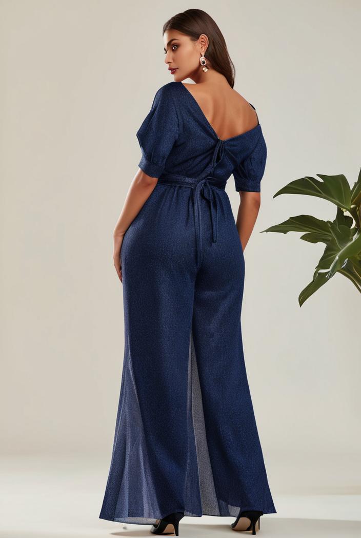 3 4 sleeve bodycon plunging back sequin evening dress 149981