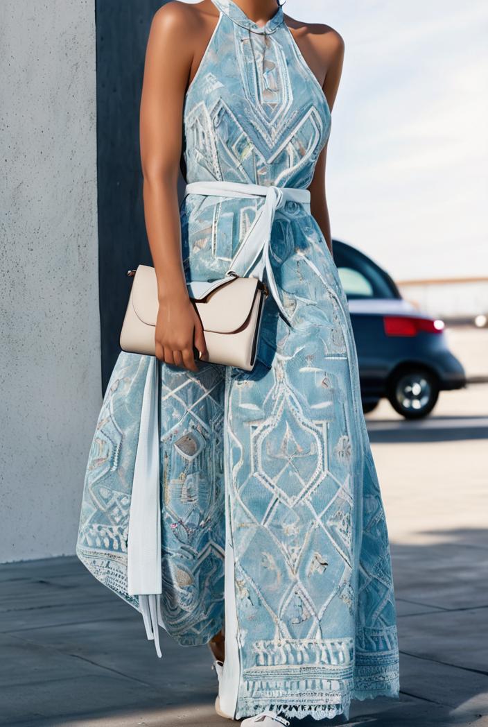 floral print halter bohemian long skirt 114791