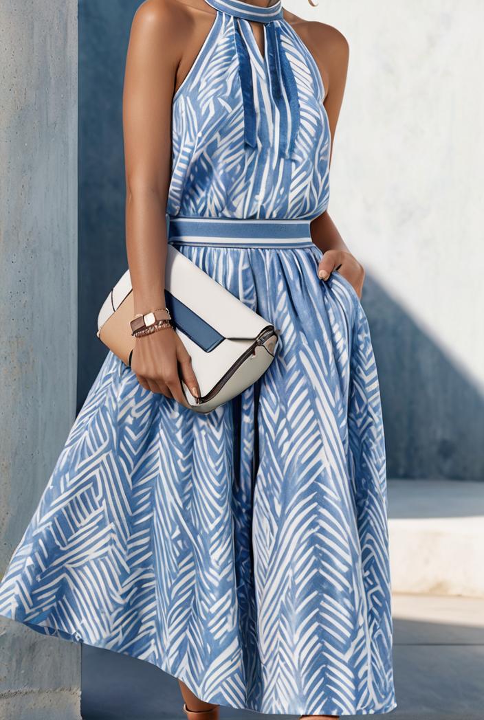floral print halter bohemian long skirt 114796