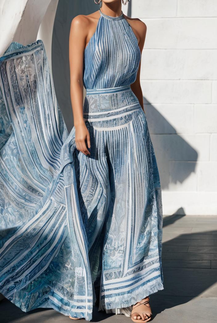 floral print halter bohemian long skirt 114827