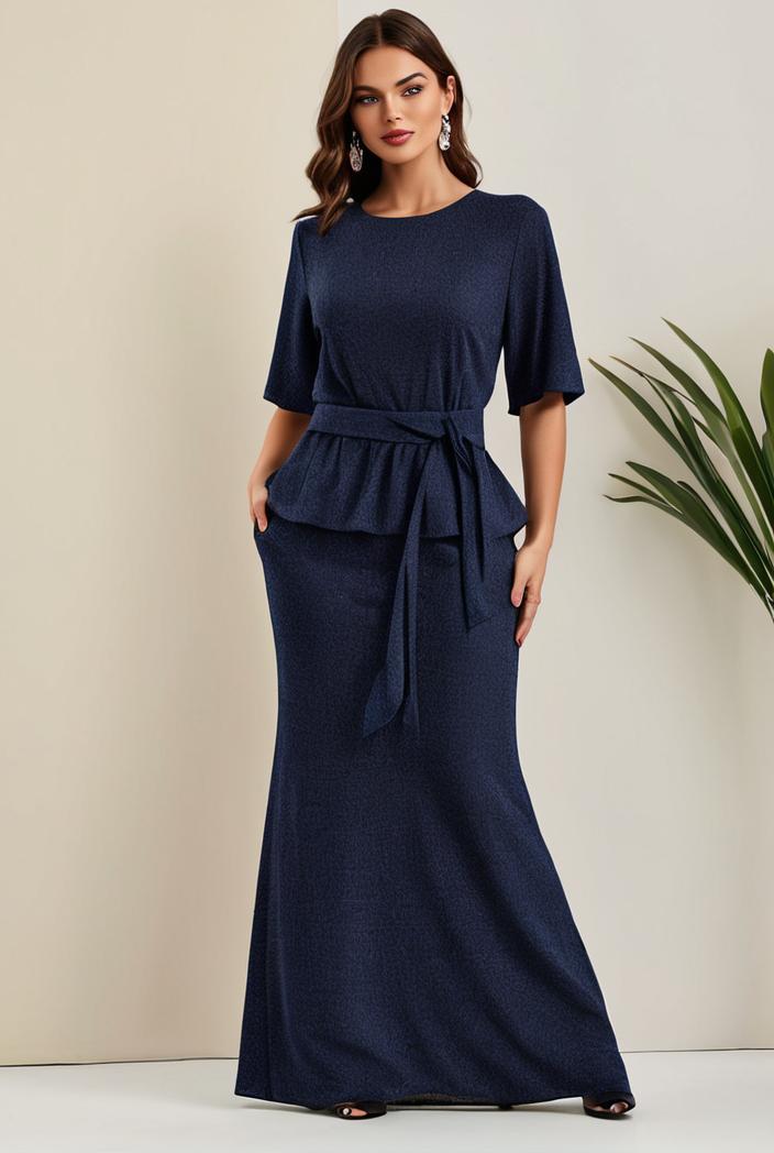 3 4 sleeve bodycon plunging back sequin evening dress 100044