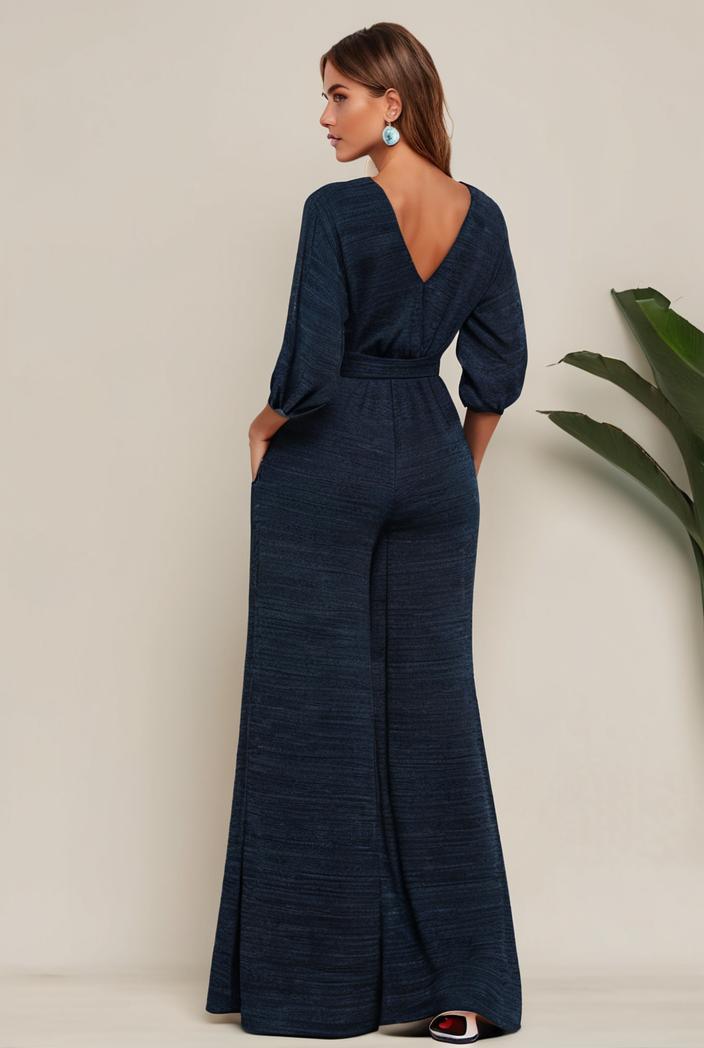 3 4 sleeve bodycon plunging back sequin evening dress 100058