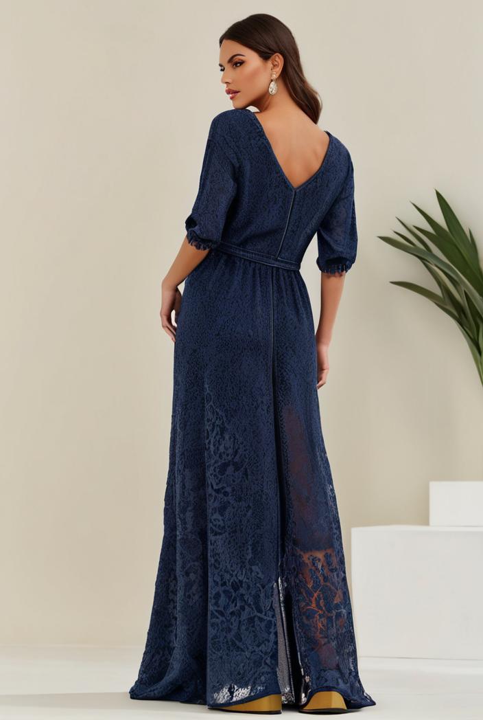 3 4 sleeve bodycon plunging back sequin evening dress 100062