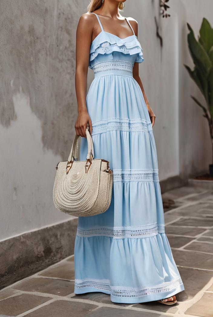 sling belted striped sleeveless dress 146292