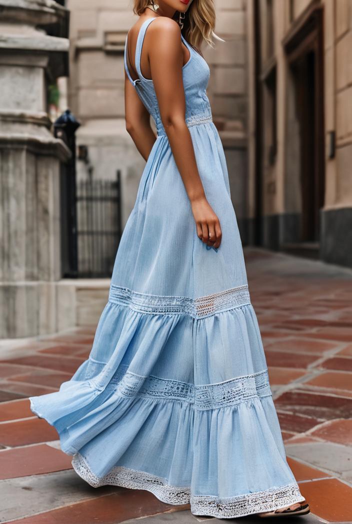 sling belted striped sleeveless dress 146307