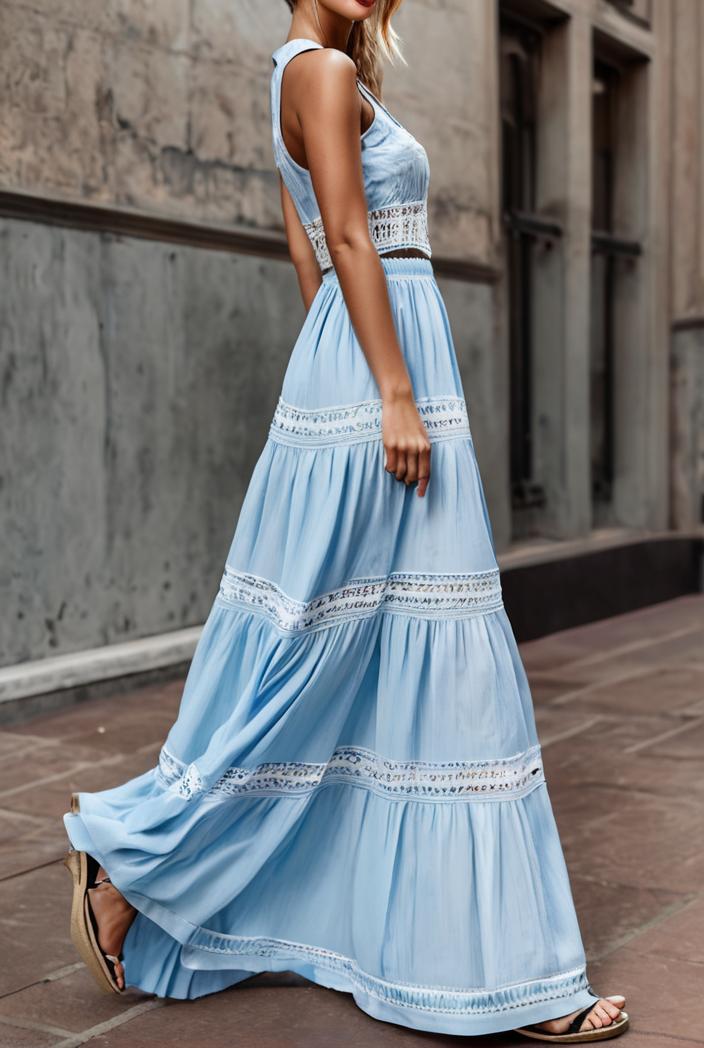 sling belted striped sleeveless dress 146308