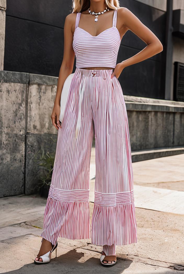 sling belted striped sleeveless dress 146324