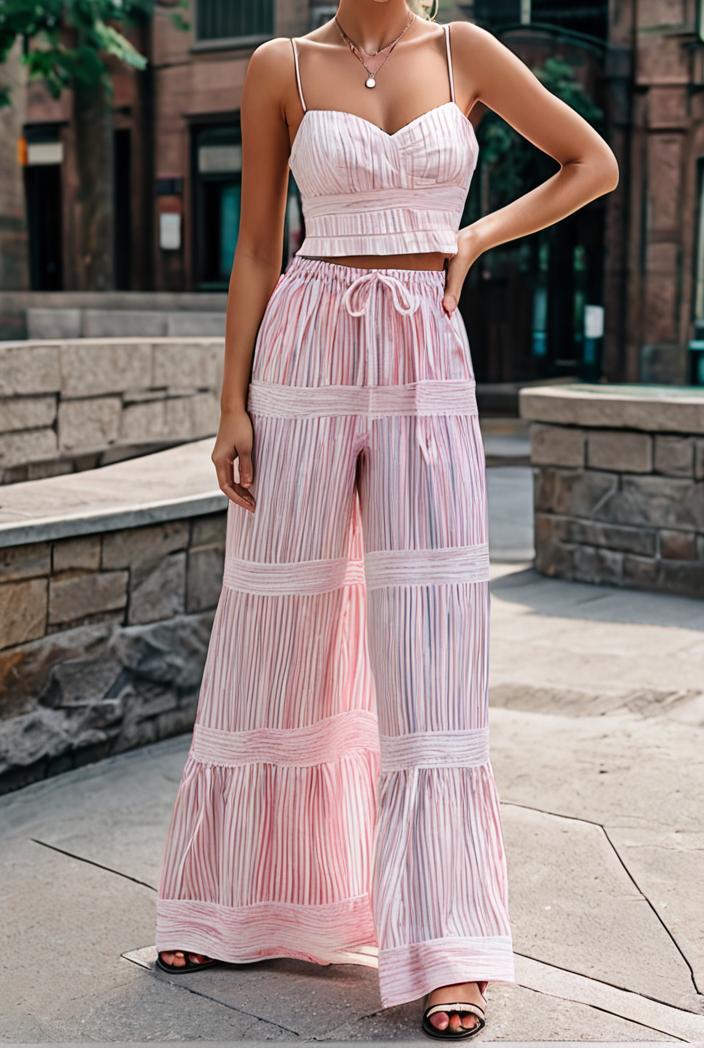 sling belted striped sleeveless dress 146329