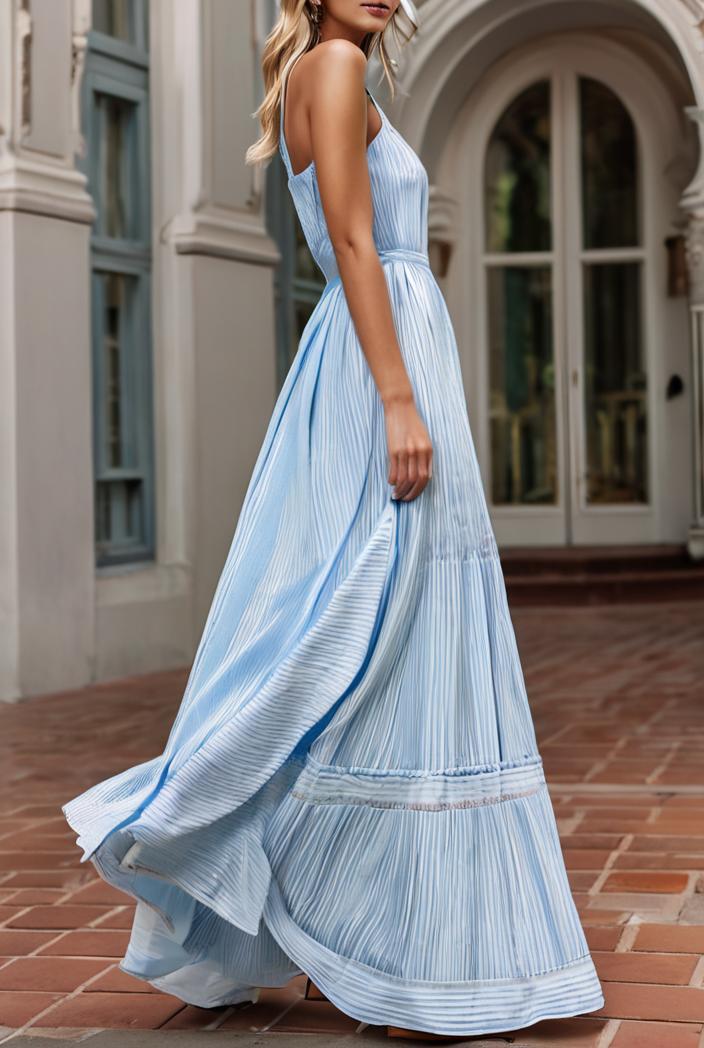 sling belted striped sleeveless dress 146355