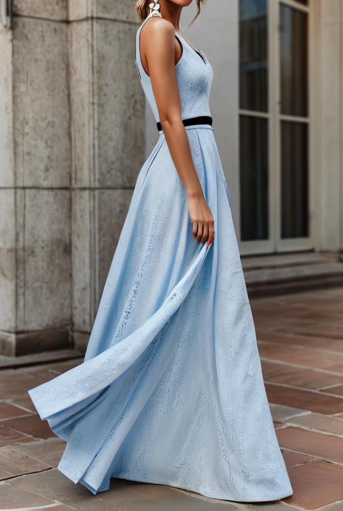 sling belted striped sleeveless dress 146359