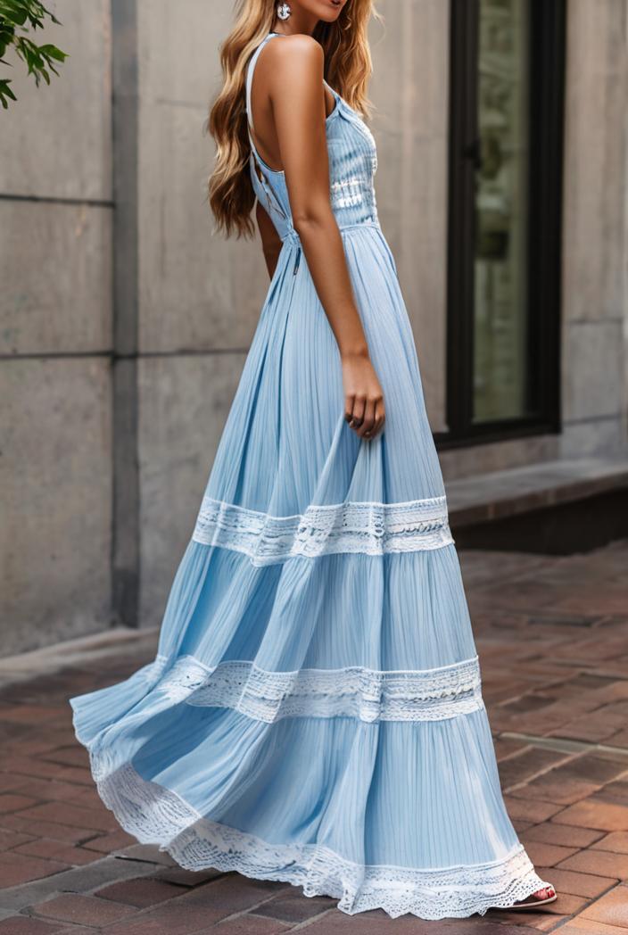 sling belted striped sleeveless dress 146360