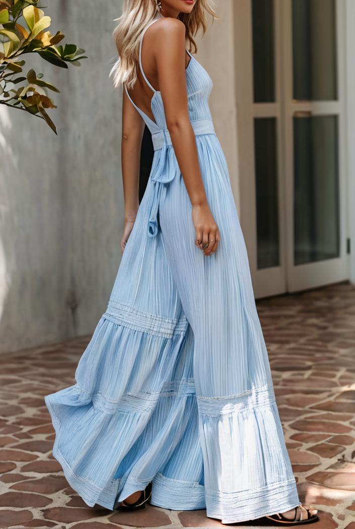 sling belted striped sleeveless dress 146361
