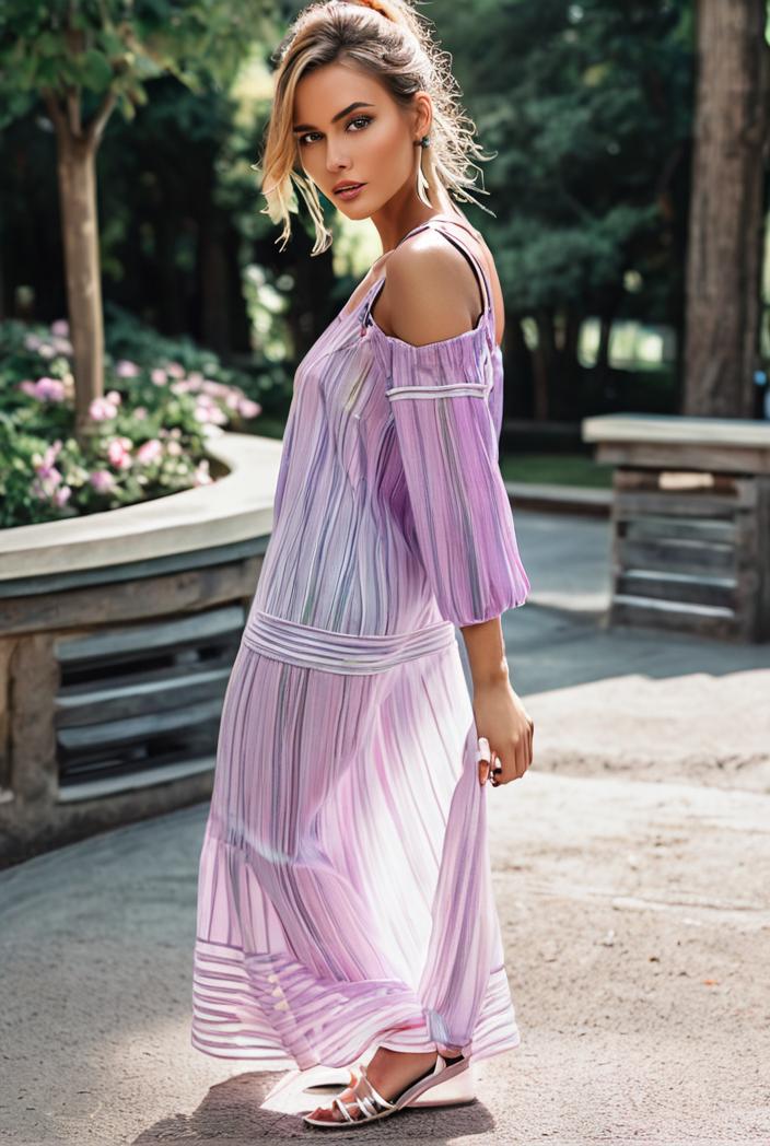 sling belted striped sleeveless dress 146384