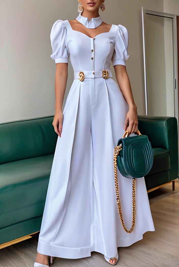 plain puff sleeve buttoned shirt dress 132672
