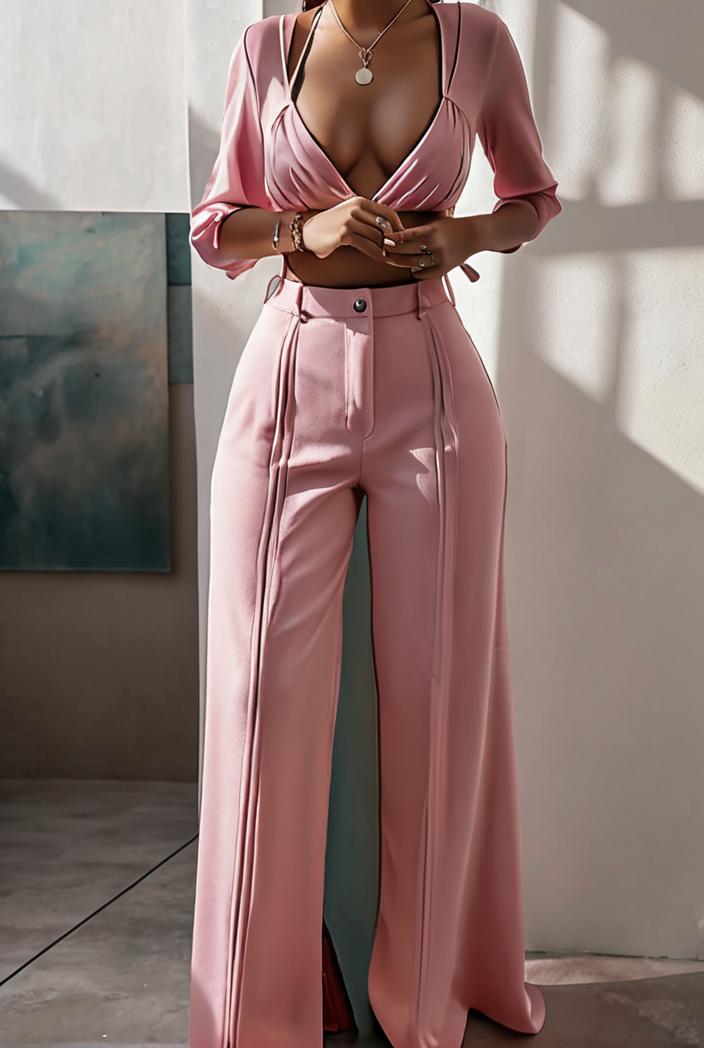 women s sets long sleeve cardigan slim buttoned casual two piece suit 125335