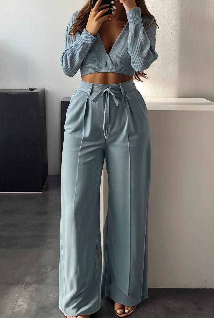 women s sets long sleeve cardigan slim buttoned casual two piece suit 125341
