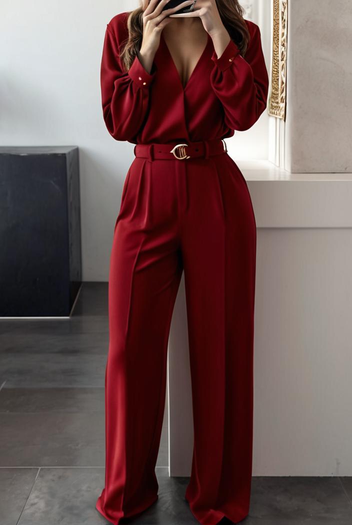 women s sets long sleeve cardigan slim buttoned casual two piece suit 125351