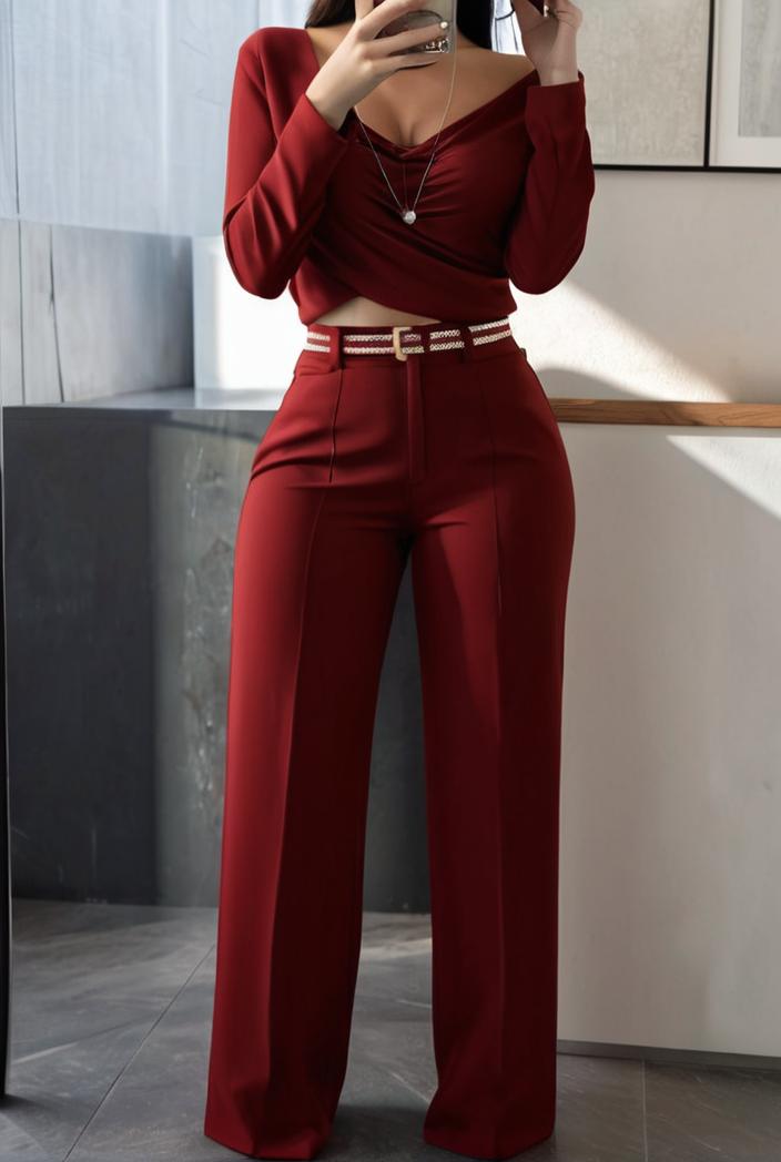 women s sets long sleeve cardigan slim buttoned casual two piece suit 125349