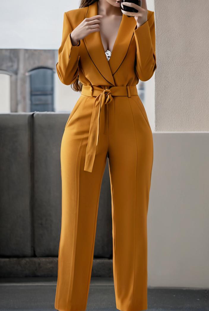 women s sets long sleeve cardigan slim buttoned casual two piece suit 125356