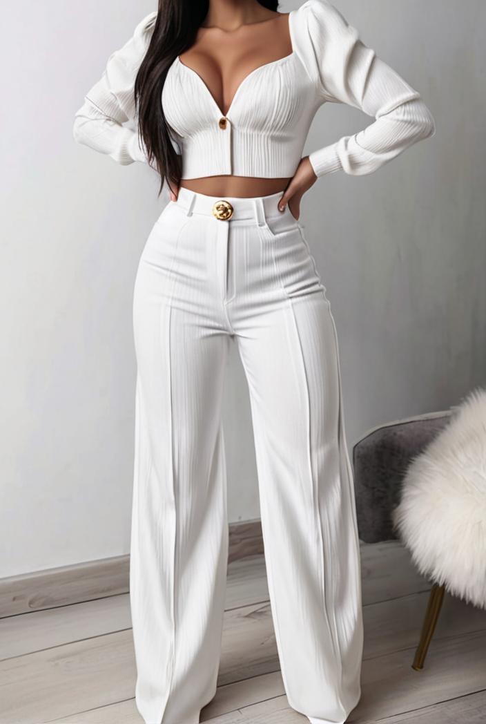 women s sets long sleeve cardigan slim buttoned casual two piece suit 125369