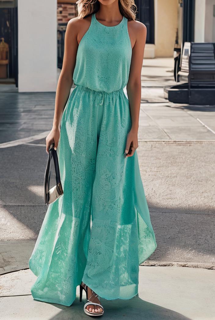 boho print halterneck sleeveless dress 128407